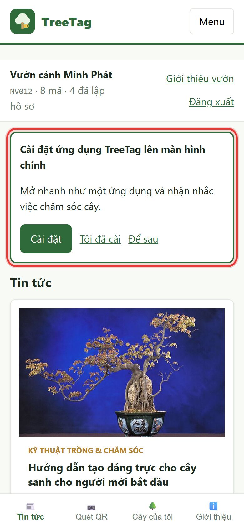 Khung mời cài ứng dụng trên Android