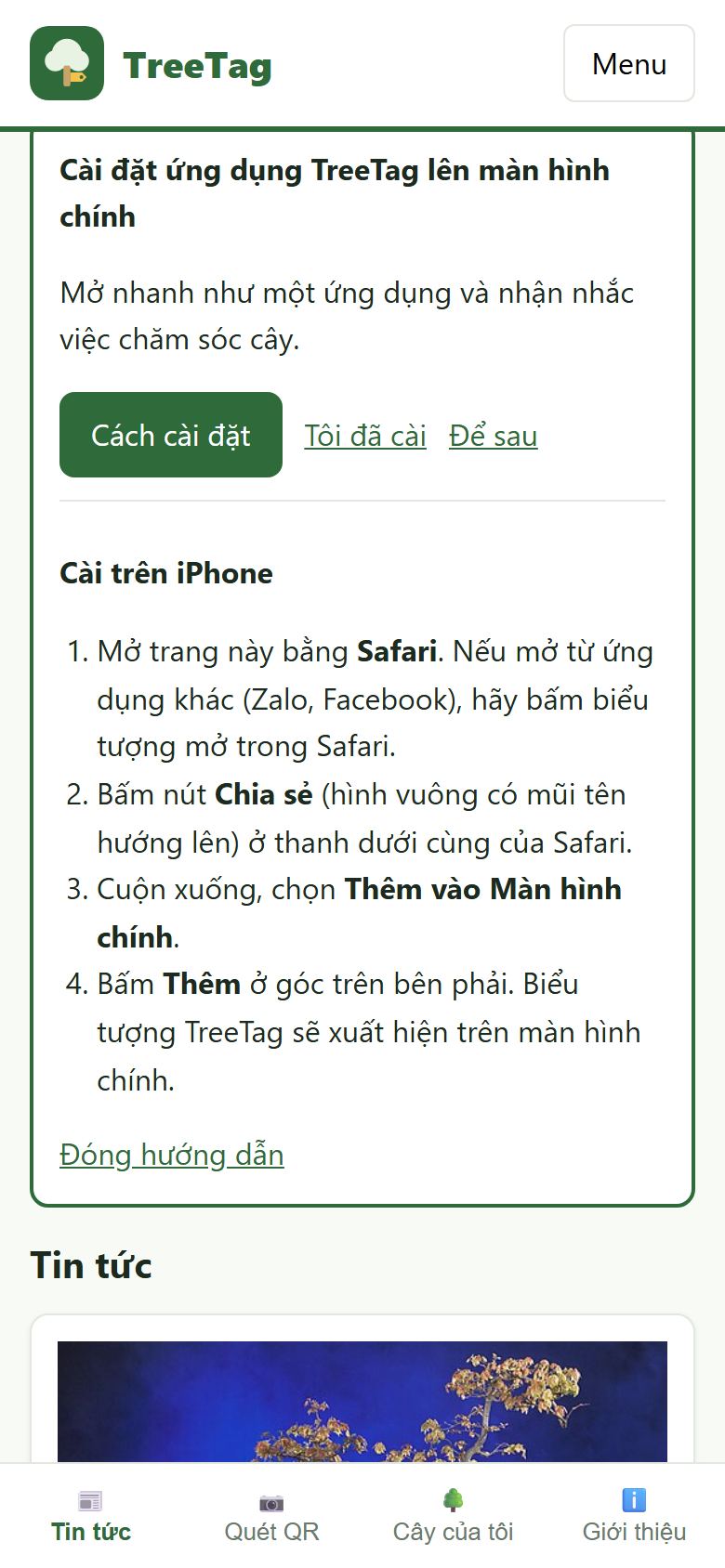 Hướng dẫn cài trên iPhone trong ứng dụng