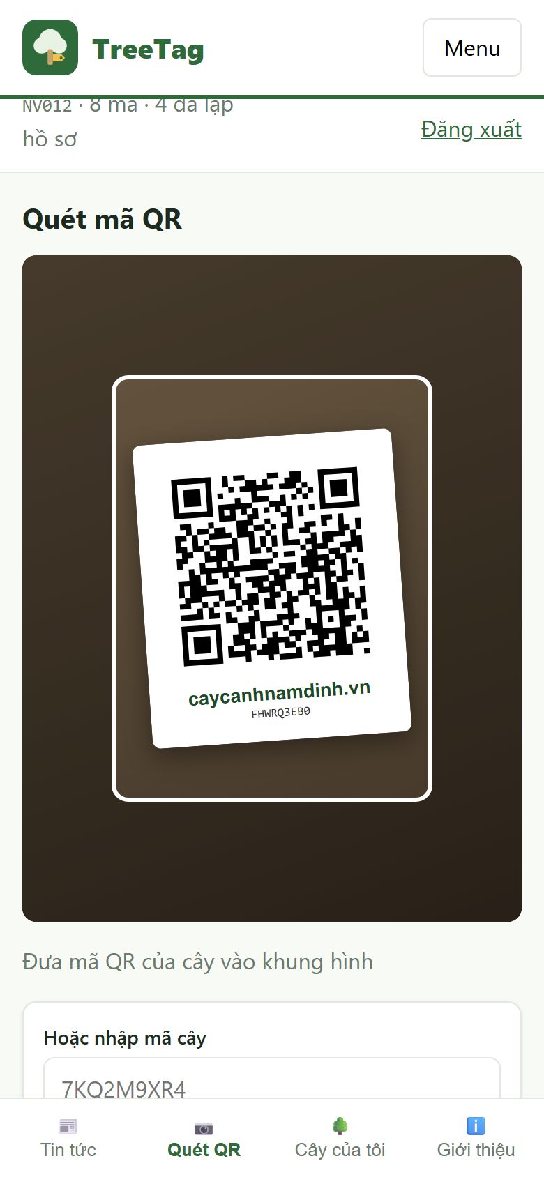 Màn hình quét mã QR